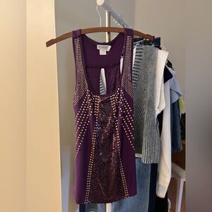 Orange- Sequins and Tacks Purple Top